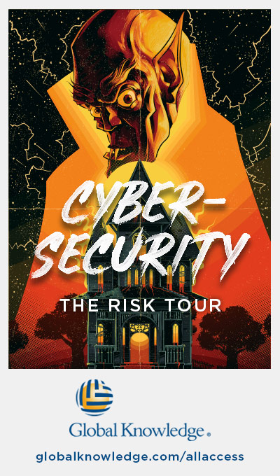 The cybersecurity Risk Tour poster is one of the many concert tour inspired posters Global Knowledge created for its unlimited classroom and on-demand training offer, the All Access IT Skills Subscription.